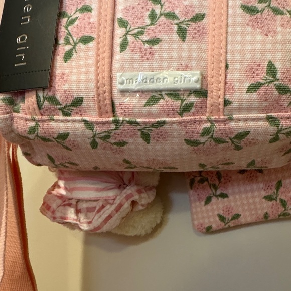 Madden Girl Pink Floral Mini Tote with Bear Charm - Picture 3 of 5